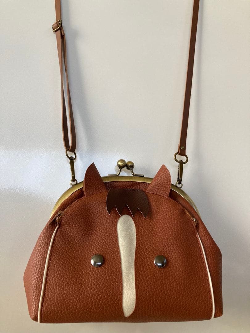 ハンドメイド　お馬さんがま口バッグ　栗毛