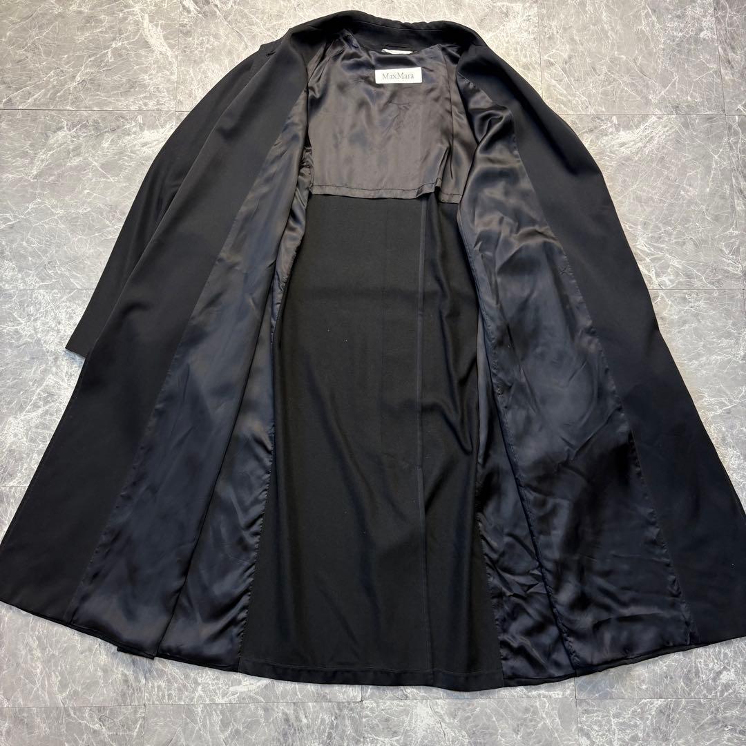 美品♡マックスマーラ　最高級白タグ　ベルテッド　ロングコート　L 黒　４０