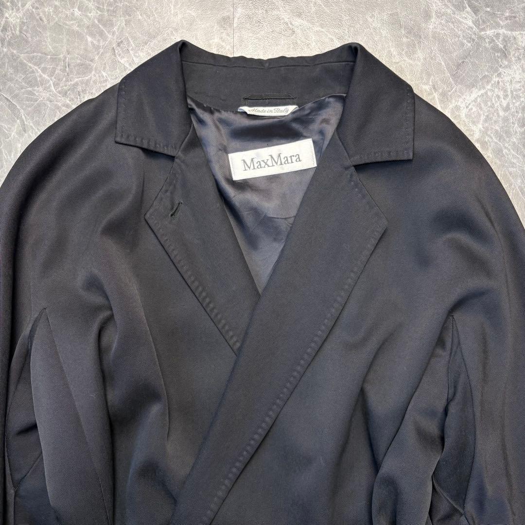 美品♡マックスマーラ　最高級白タグ　ベルテッド　ロングコート　L 黒　４０