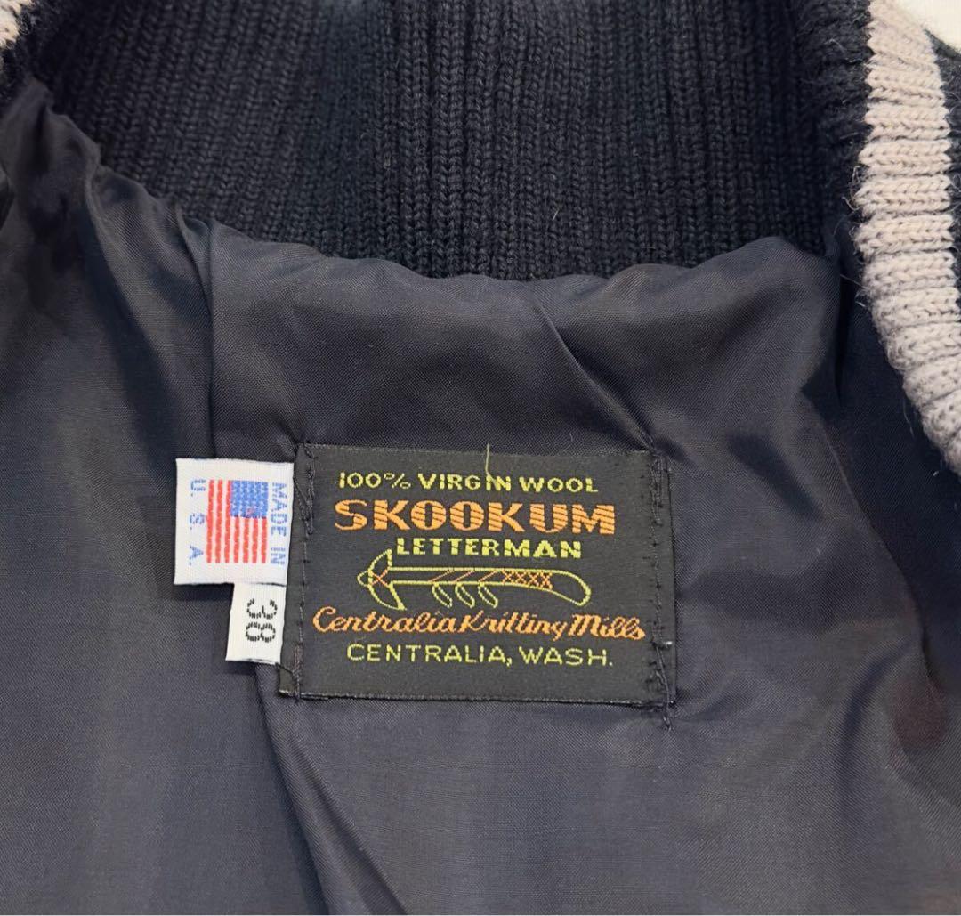 【激レア】SKOOKUM 袖レザーファラオジャケット USA製38スタジャン