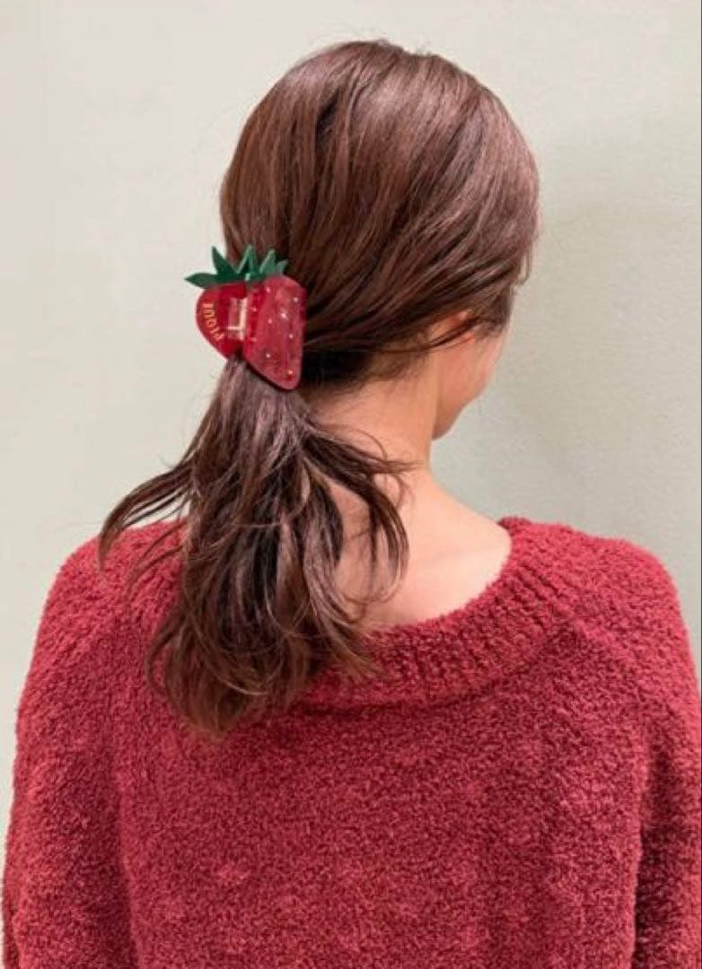 【新品タグ付き】ジェラートピケ　柄編みカーディガン　いちご　ストロベリー