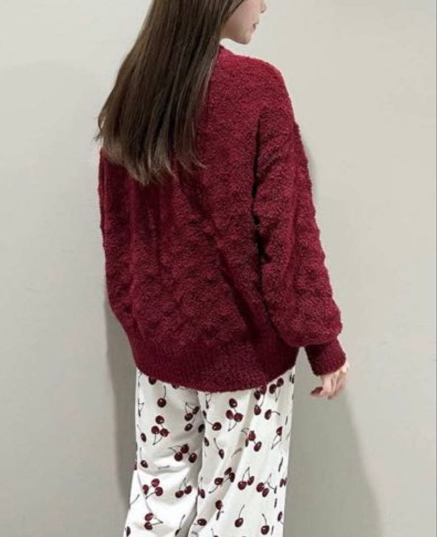 【新品タグ付き】ジェラートピケ　柄編みカーディガン　いちご　ストロベリー