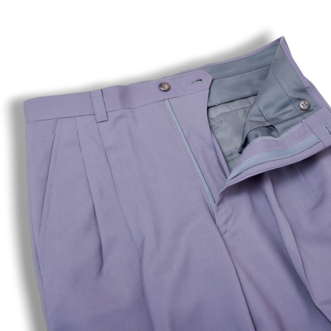 ヴィンテージ パープル カラー 薄紫色 ウール セットアップ スーツ 成人式