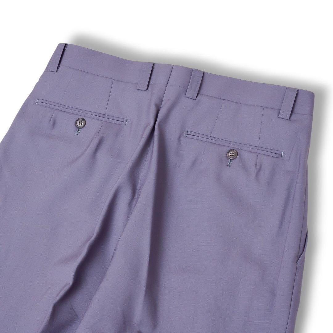 ヴィンテージ パープル カラー 薄紫色 ウール セットアップ スーツ 成人式