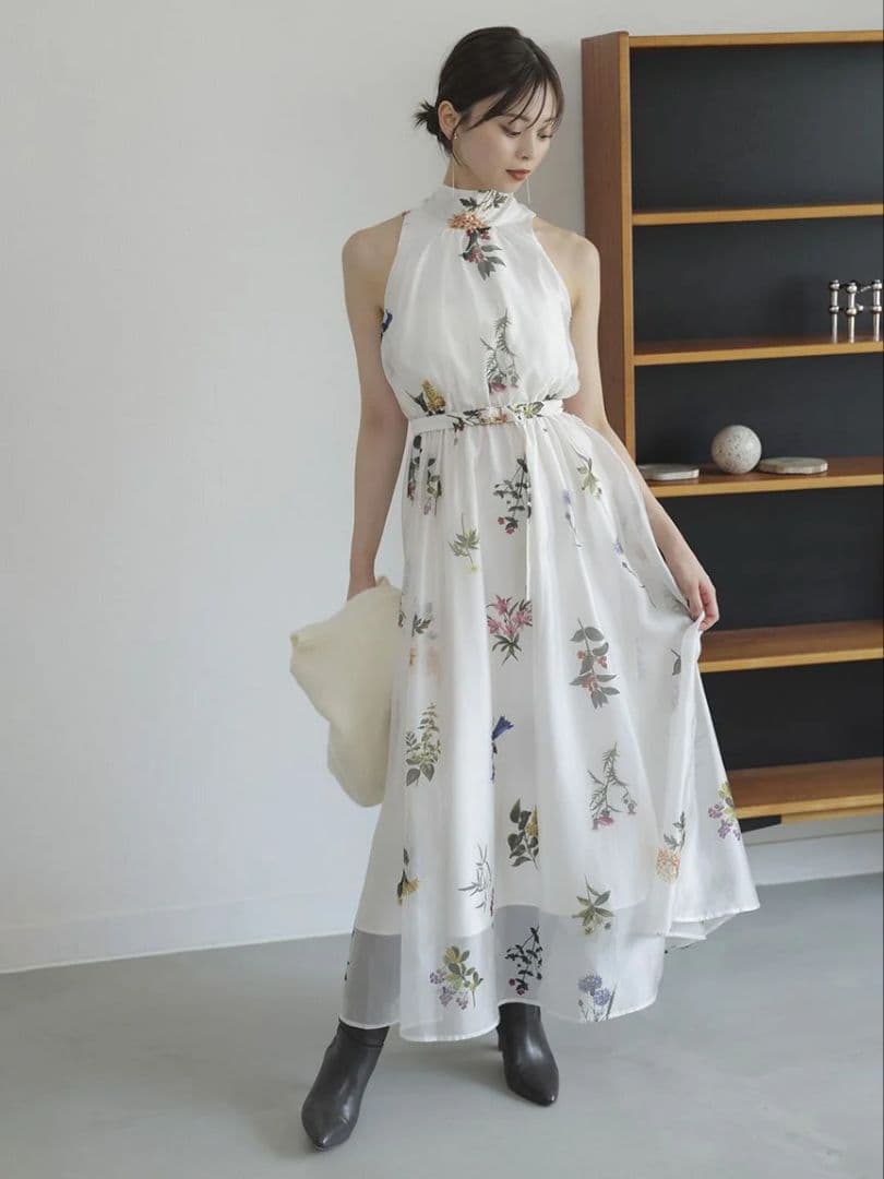 彩 Sustainable フラワーモチーフワンピース × ボレロ セット