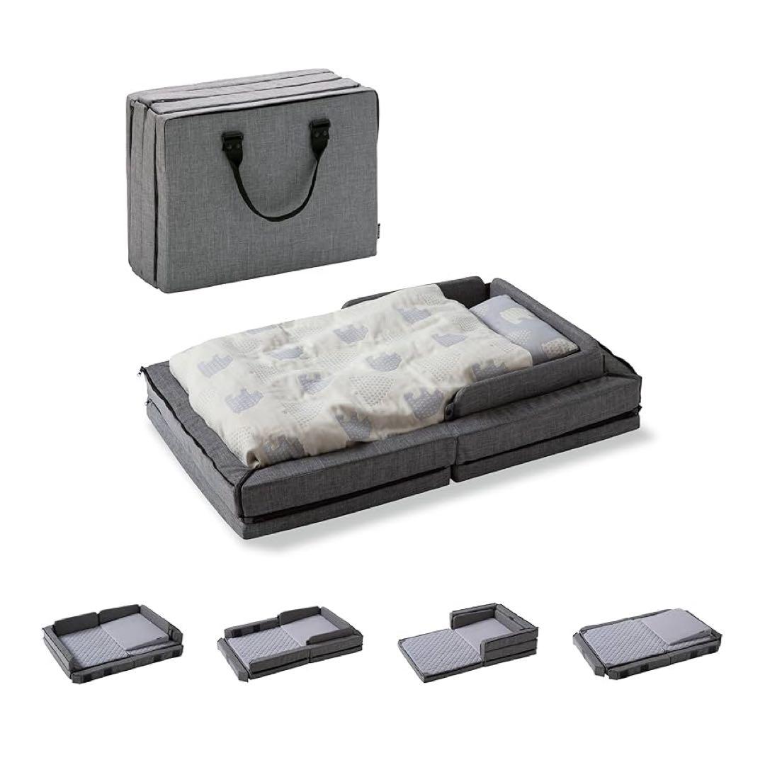 farska コンパクトベッドFREE メランジグレー 折りたたみベビーベッド