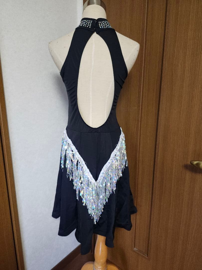 社交ダンス ラテンドレス パーティー トライアル ブラック‪✕‬シルバー S～M