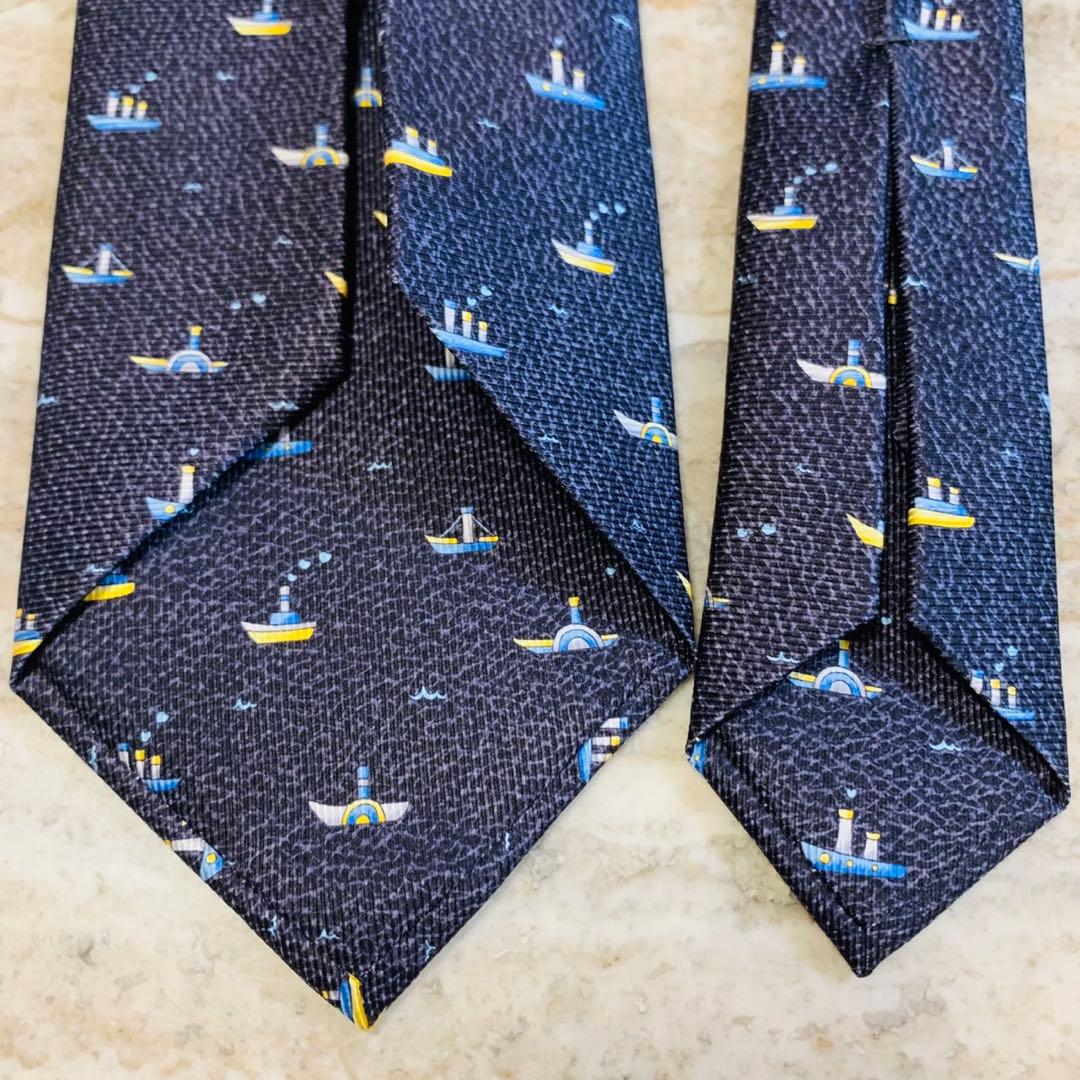 N91 新品未使用 ブルガリ セッテピエゲ 総柄 ヨット柄 ネクタイ メンズ