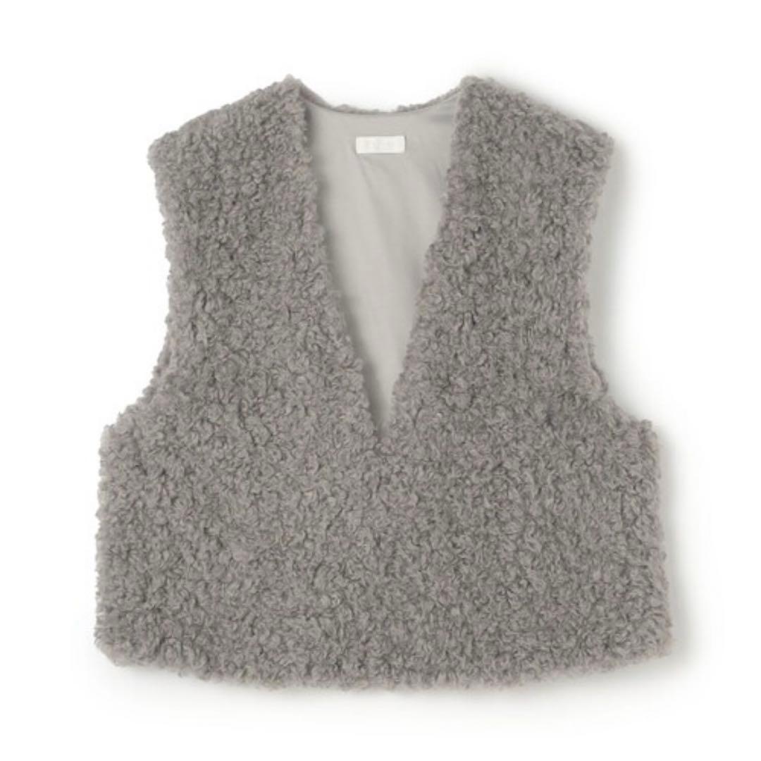 ballsey トゥモローランド ミックスファー Vネックベスト グレー 36
