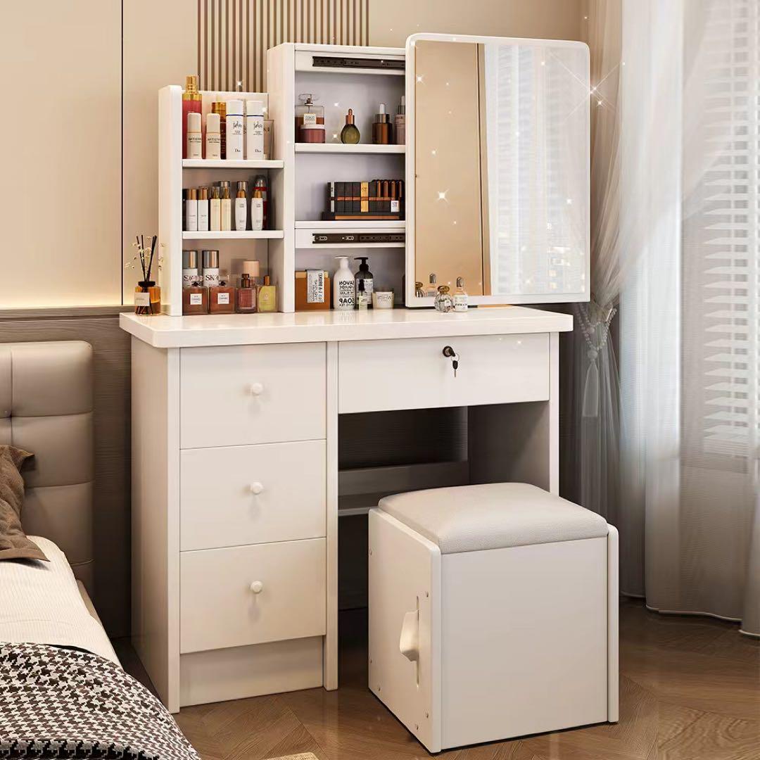 (期間セール) ドレッサー 鏡付き 椅子付き LEDなし 化粧台