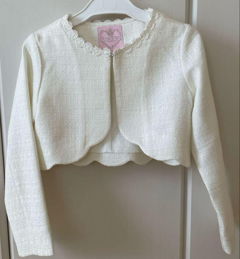 mezzo piano ファンシーツィード　裾スカラップジャケット　130