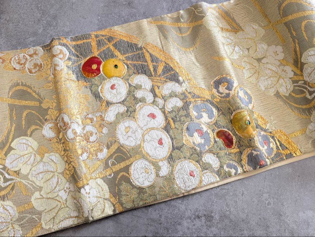 ⭐︎O0949 美品 逸品 豪華 金彩 螺鈿 藤島節の世界 正絹 袋帯