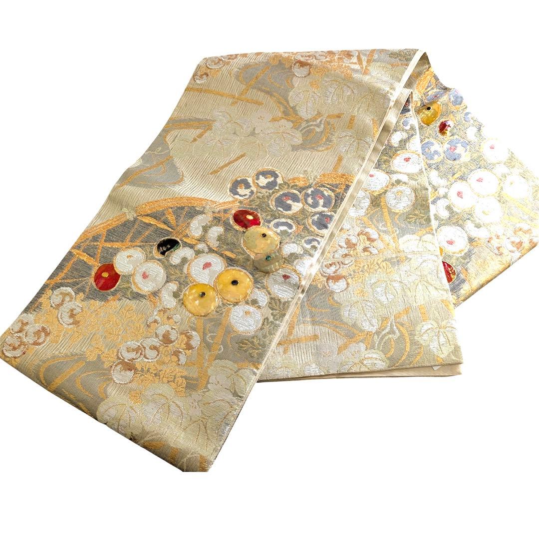 ⭐︎O0949 美品 逸品 豪華 金彩 螺鈿 藤島節の世界 正絹 袋帯