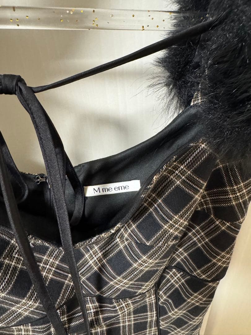 ワンピース m me eme Fur sleeve mermaid onepiece