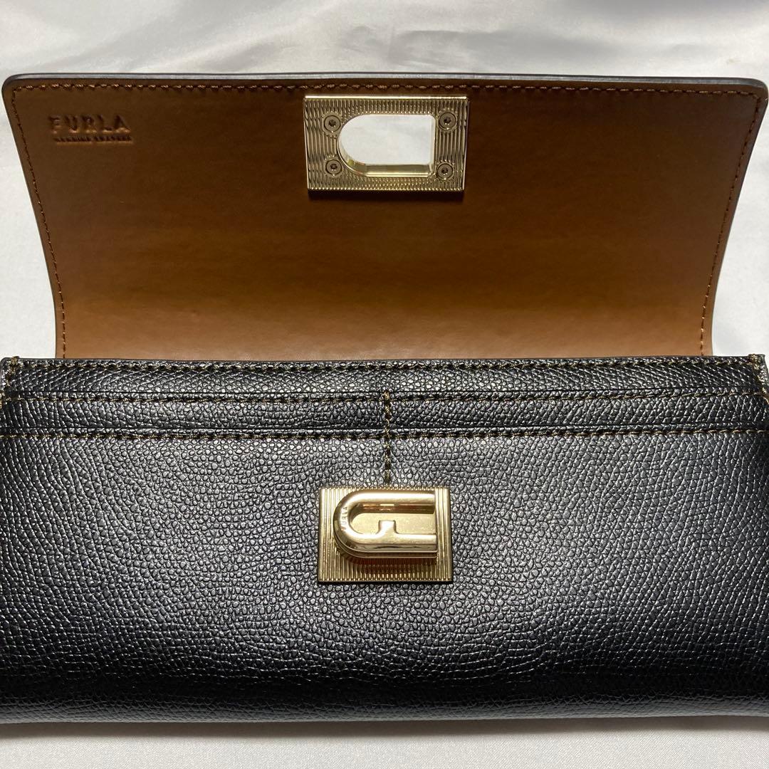 フルラ 長財布 黒ベージュ 美品