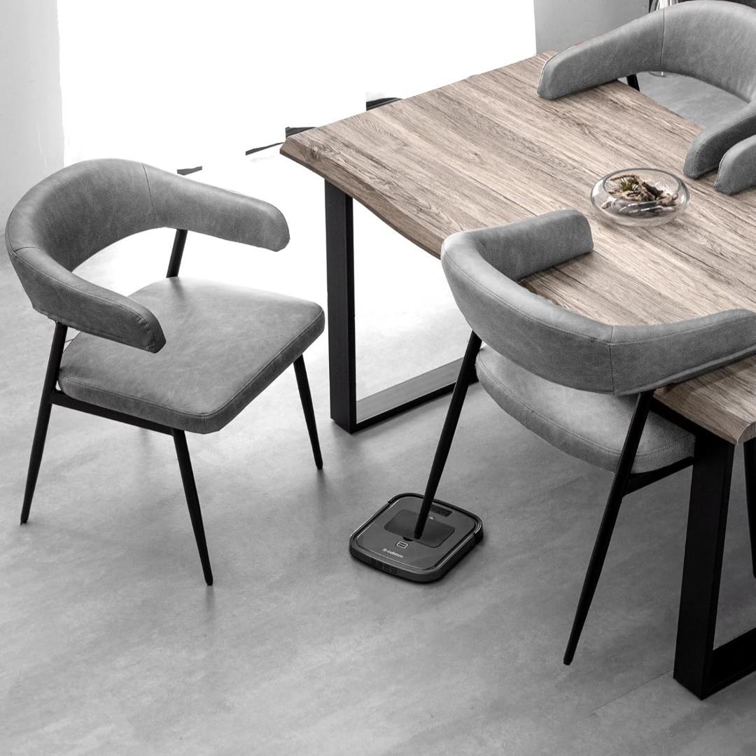 タンスのゲン ダイニングチェア 【2脚セット】肘付き グレー(89542)