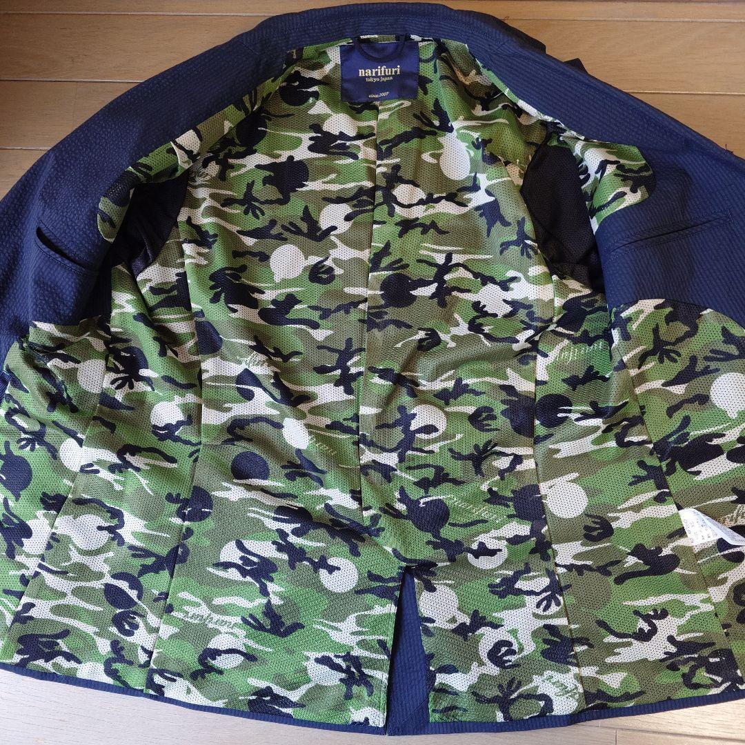 新品 narifuri スーツ セットアップ XS シアサッカー 迷彩柄