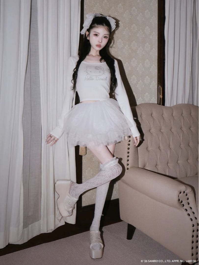 新品タグ付 ダーリッチ Hello DarichコンパクトロングTシャツ 白