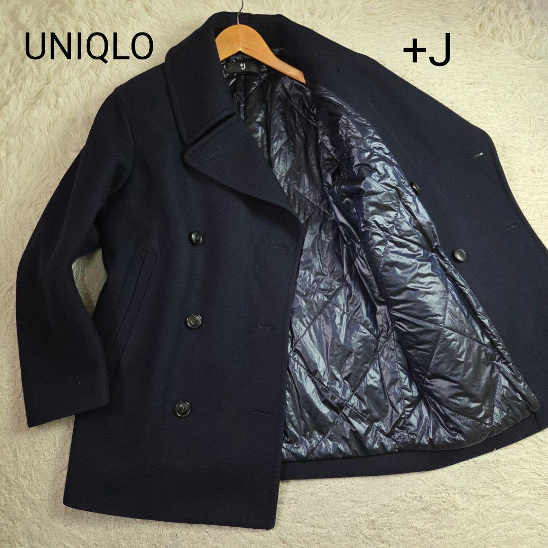 極美品 ユニクロ +J オーバーサイズ Pコート サイズS ダークネイビー