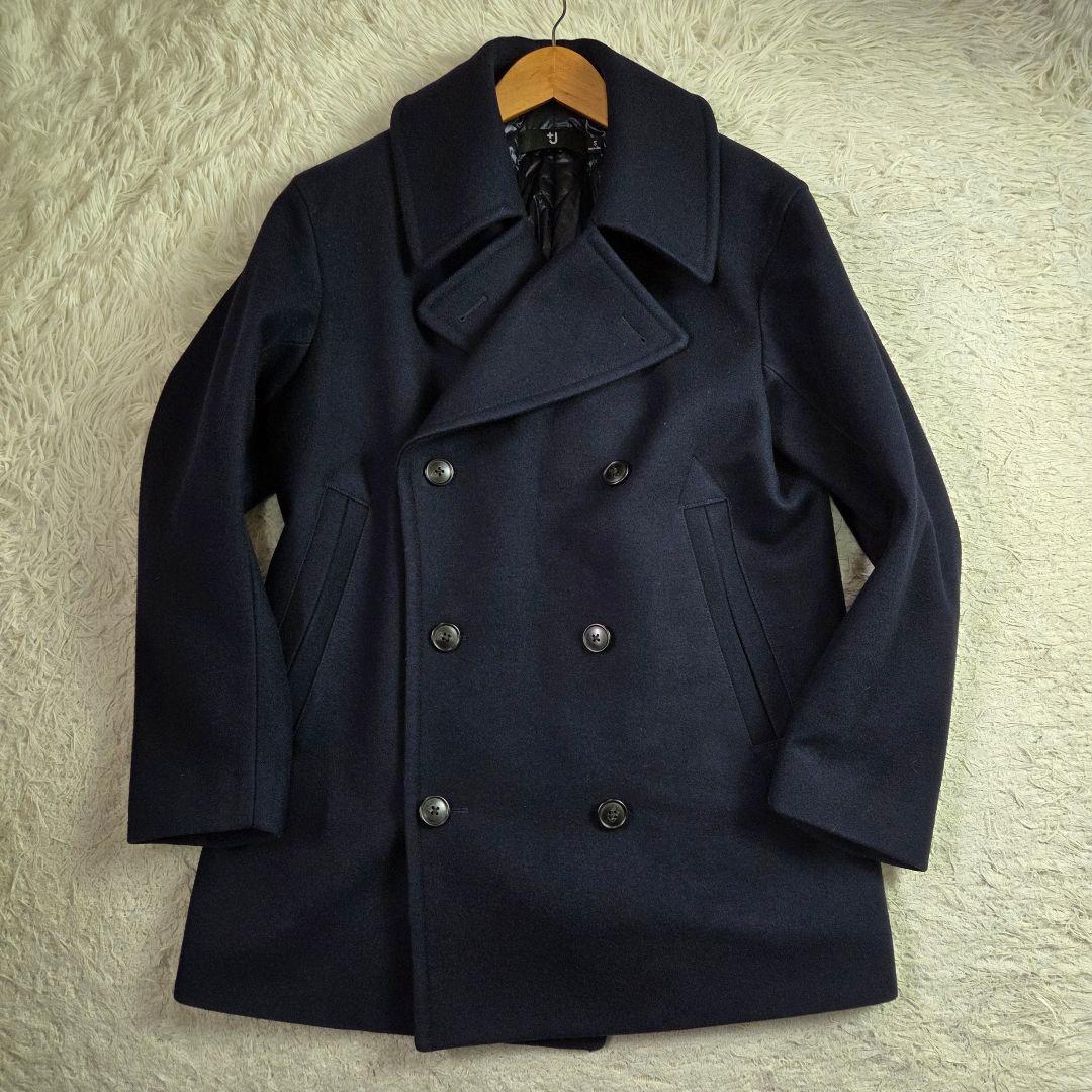極美品 ユニクロ +J オーバーサイズ Pコート サイズS ダークネイビー