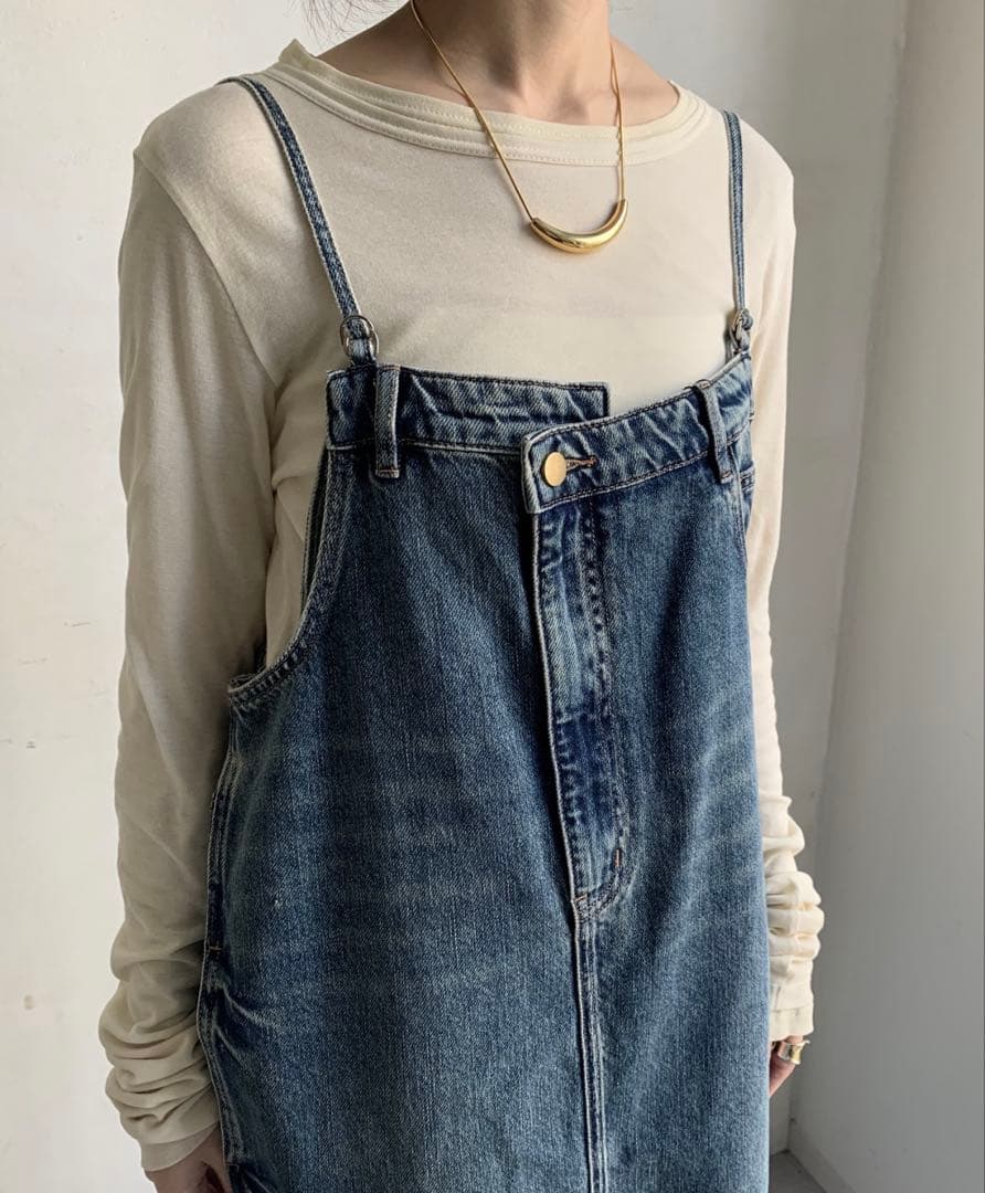 doudou デニムジャンスカ　裾フリンジ　PS