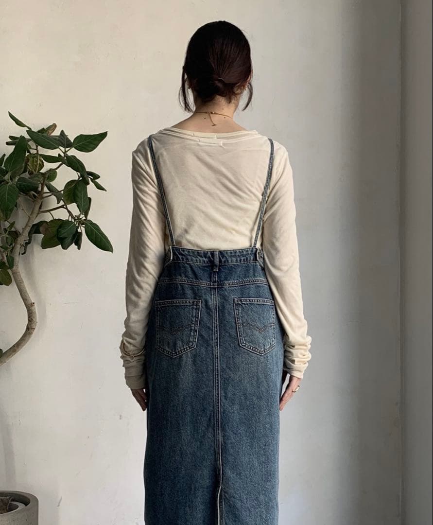 doudou デニムジャンスカ　裾フリンジ　PS