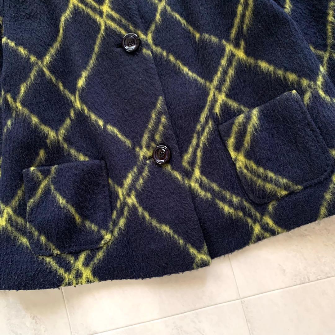 美品♡マックスマーラ シャギーコート ショート丈 ポンチョ チェック 40