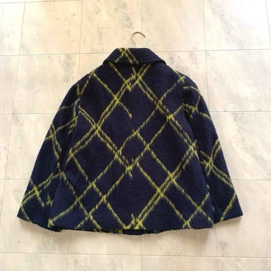 美品♡マックスマーラ シャギーコート ショート丈 ポンチョ チェック 40