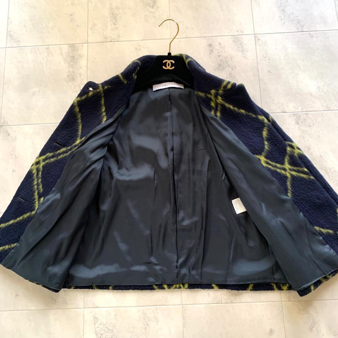 美品♡マックスマーラ シャギーコート ショート丈 ポンチョ チェック 40