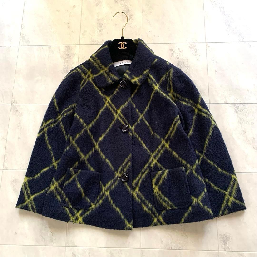 美品♡マックスマーラ シャギーコート ショート丈 ポンチョ チェック 40