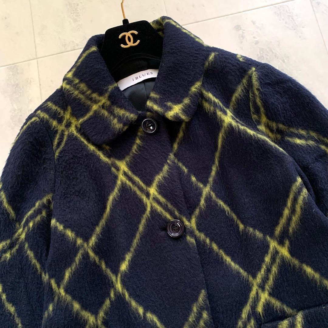 美品♡マックスマーラ シャギーコート ショート丈 ポンチョ チェック 40