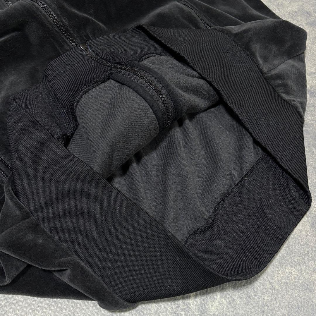 希少▲2XL アディダス ベロア トラックジャケット 黒 金 刺繍ロゴ 常田大希