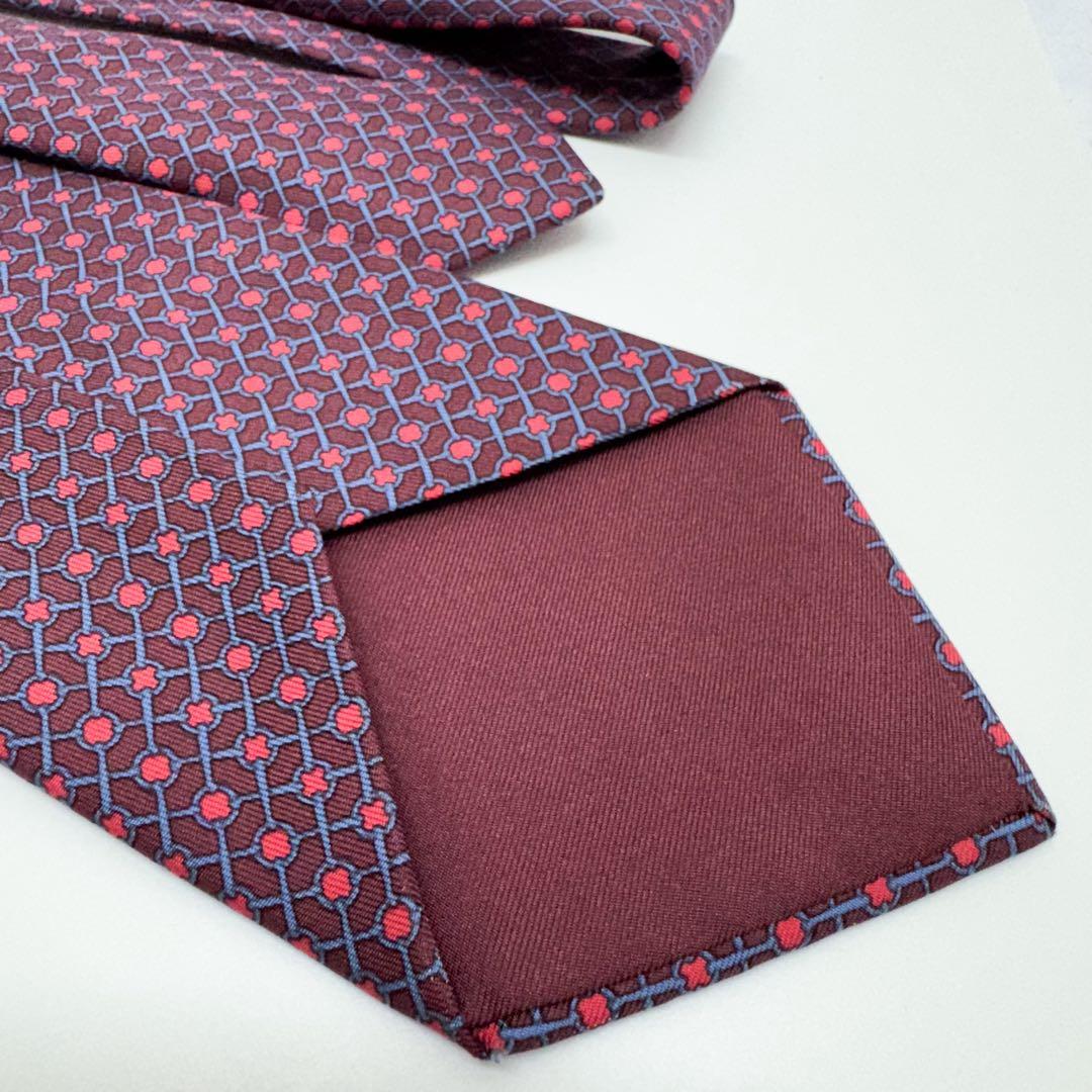 HERMES 幾何学模様 ネクタイ シルク100%