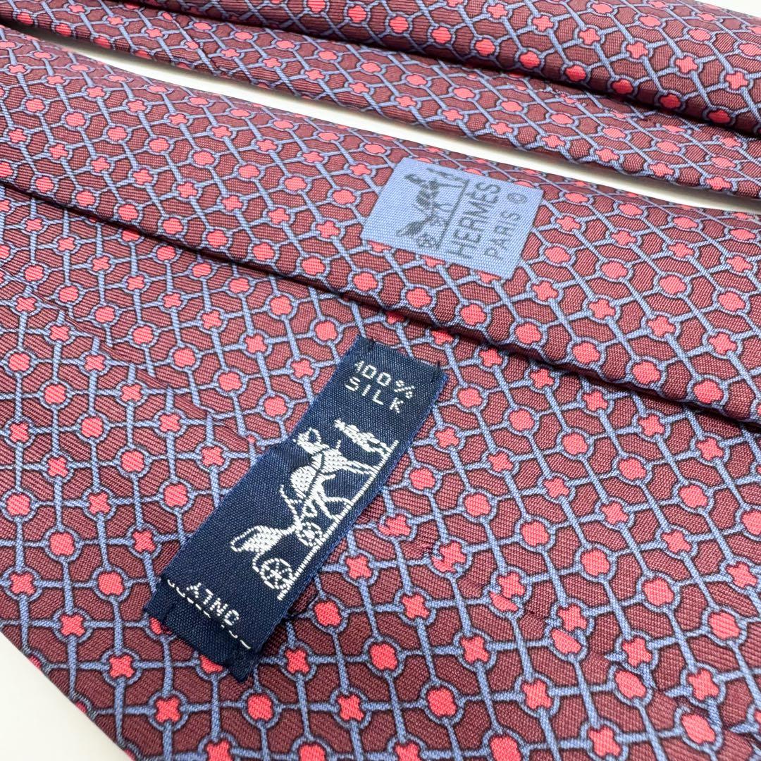 HERMES 幾何学模様 ネクタイ シルク100%