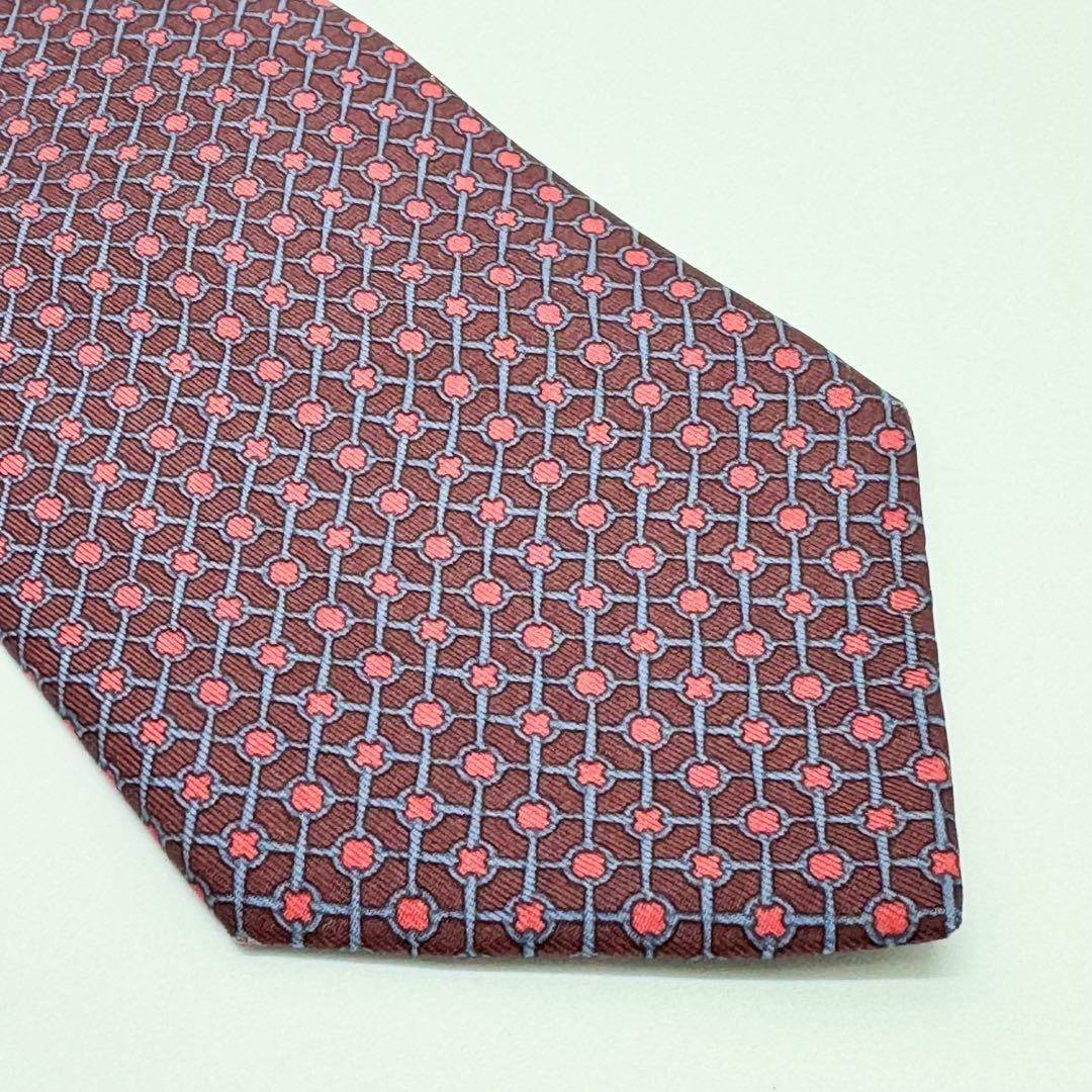 HERMES 幾何学模様 ネクタイ シルク100%