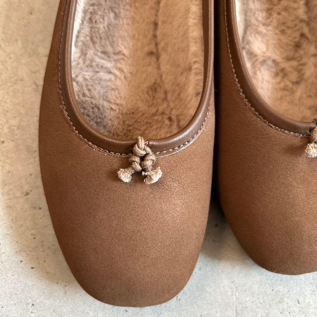 SHISEI/シーセイ 23.5cm スエード ボア フラットパンプス