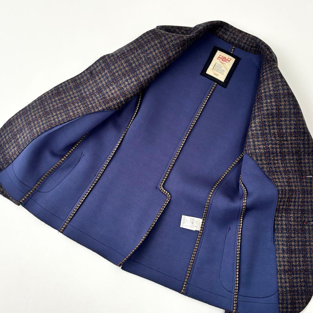 BOB ボブ テーラードジャケット 48 チェック 千鳥格子