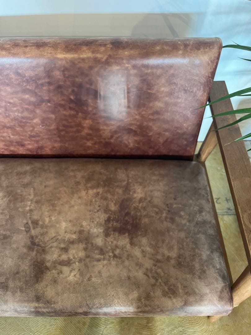 KJ　2人掛けヴィンテージ革ソファ