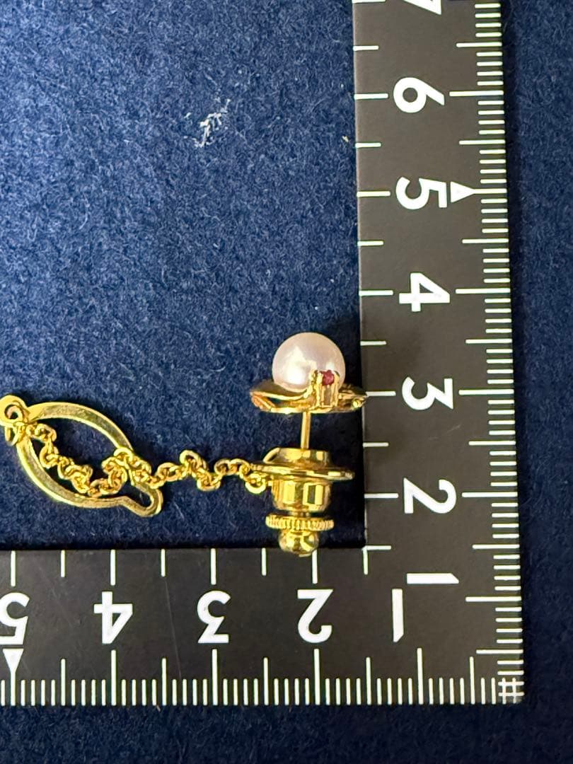 K18 タイピン パール 真珠 ルビー 総重量約3.8g