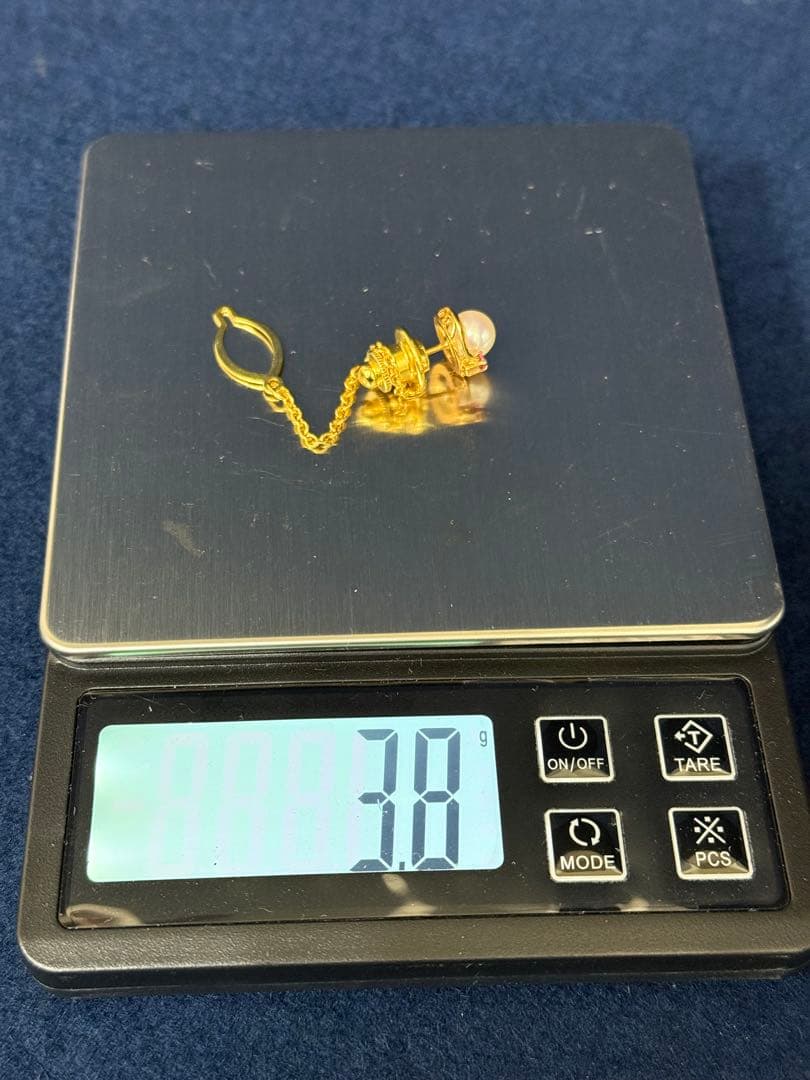 K18 タイピン パール 真珠 ルビー 総重量約3.8g