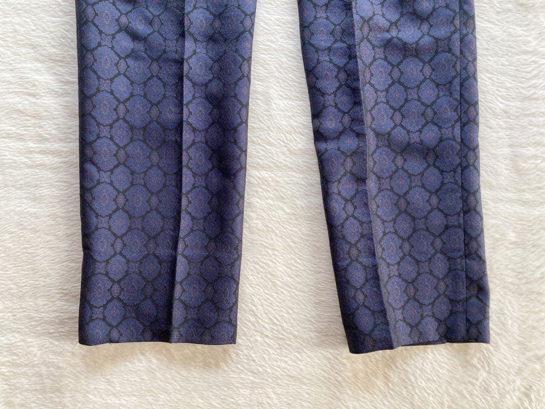 ETRO ネイビー 総柄　スラックス　パンツ　幾何学模様 46