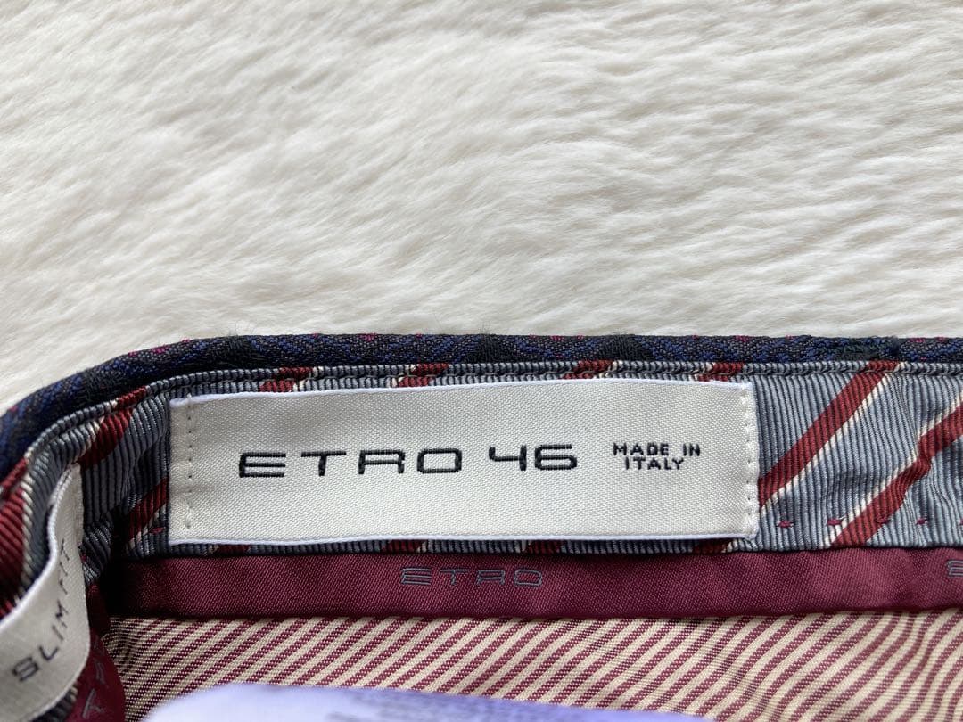 ETRO ネイビー 総柄　スラックス　パンツ　幾何学模様 46