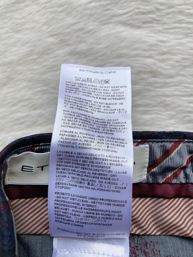 ETRO ネイビー 総柄　スラックス　パンツ　幾何学模様 46