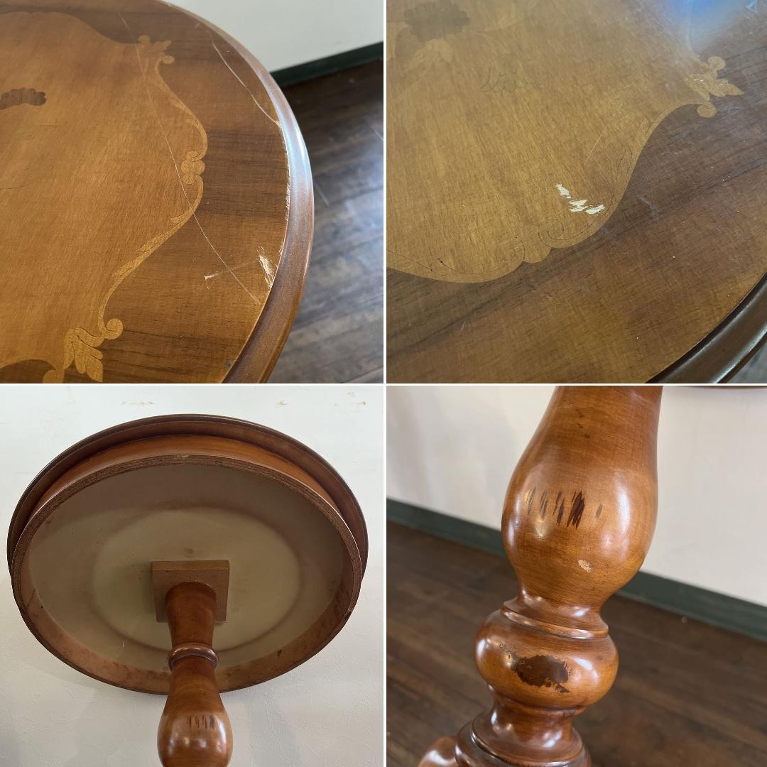 k987r115 イタリア製 象嵌細工のサイドテーブル コーヒーテーブル 円形