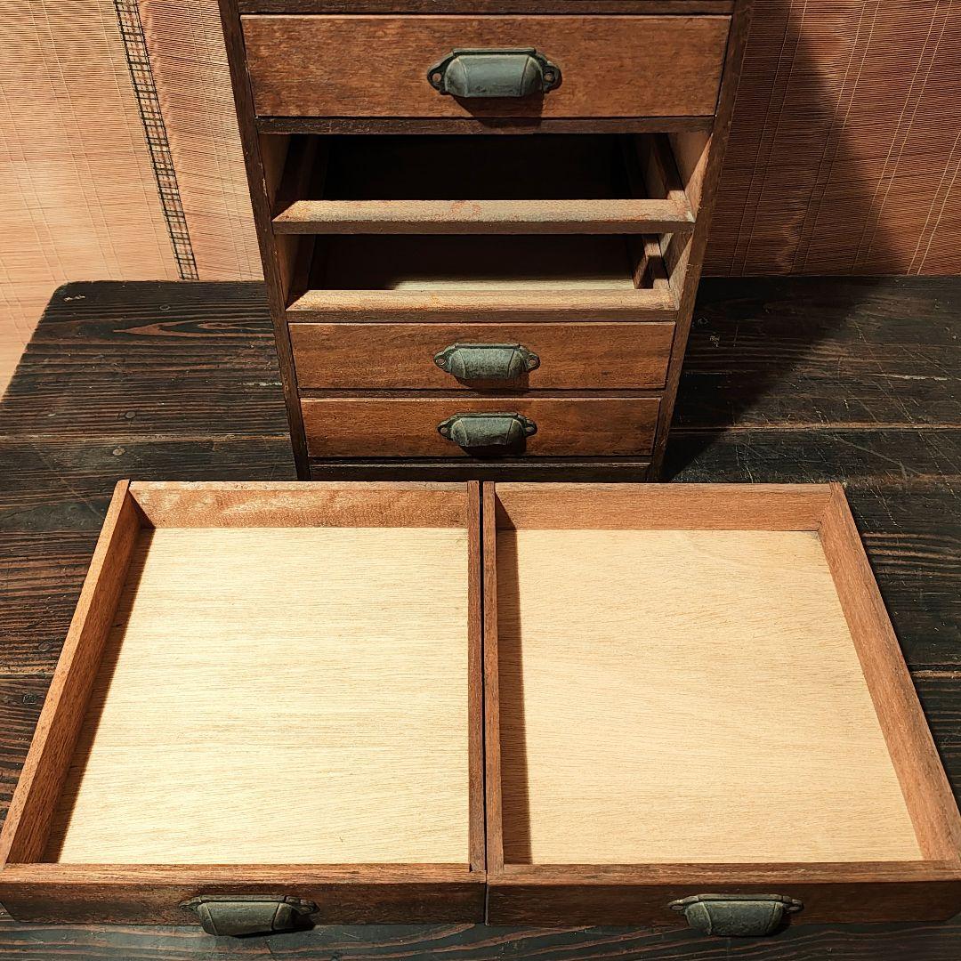 小引き出し6杯　小抽斗　昭和レトロ　木箱　古家具