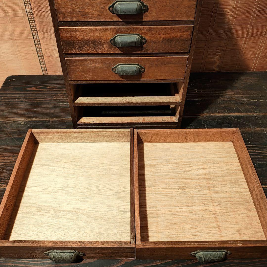 小引き出し6杯　小抽斗　昭和レトロ　木箱　古家具