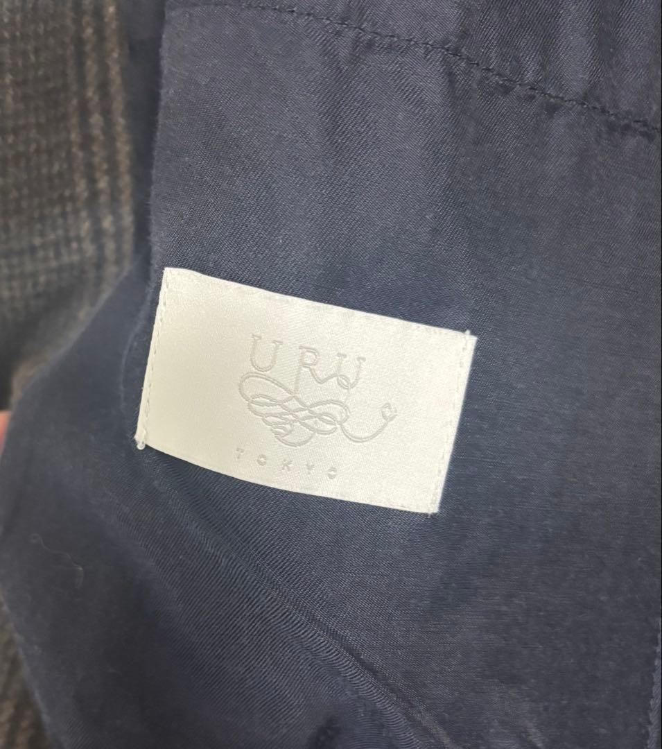 URU 19aw WOOL CHECK BELTED COAT グレー　コート