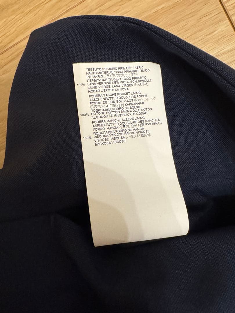 美品 メゾンマルジェラ ノーカラージャケット 紺 50 カラーレス ミニマル