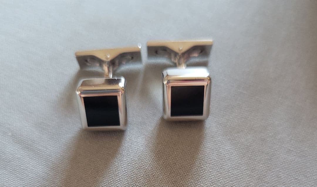 S.T. Dupont シルバー ブラック カフス カフリンクス