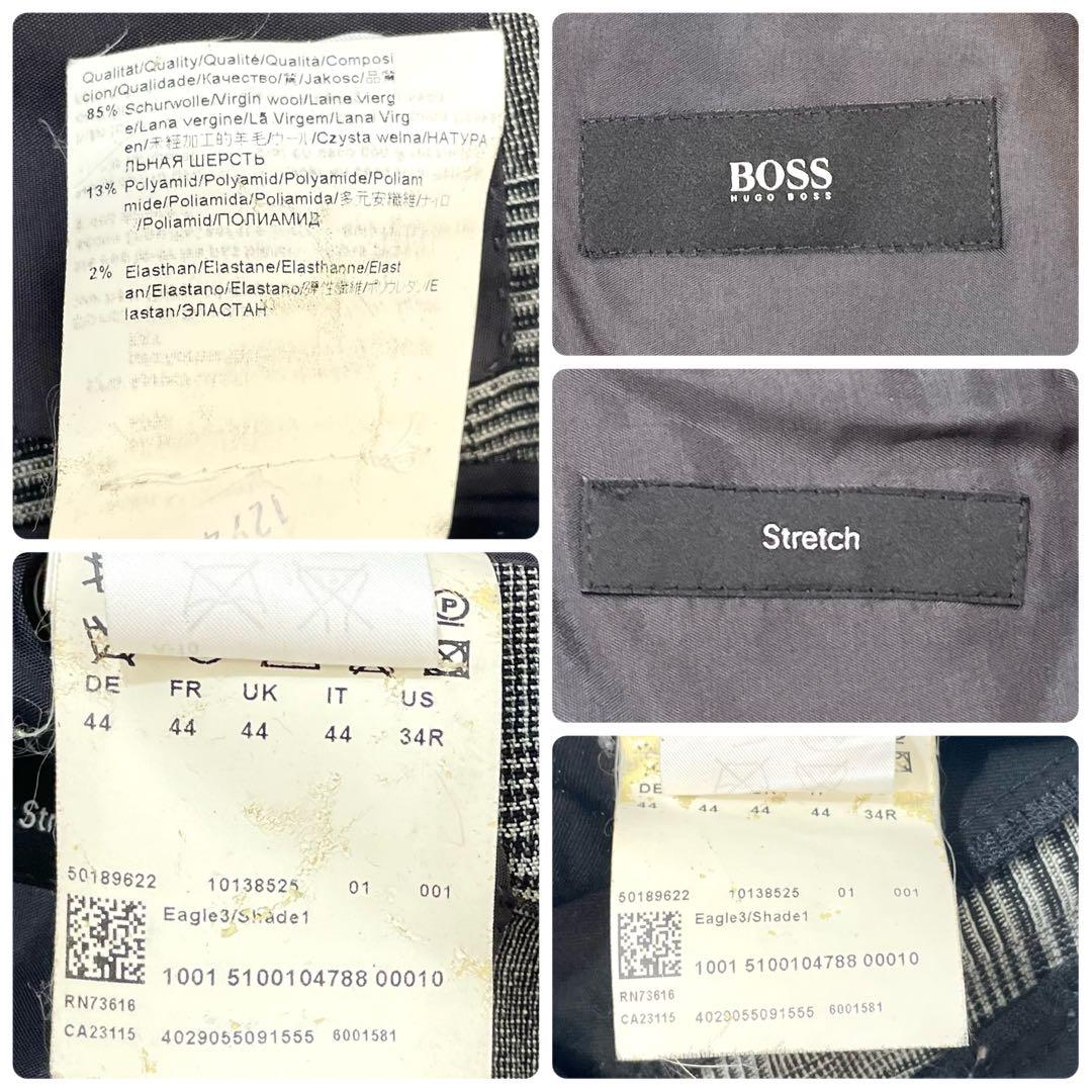 ヒューゴボス スーツ セットアップ ストレッチ グレンチェック ウール グレー